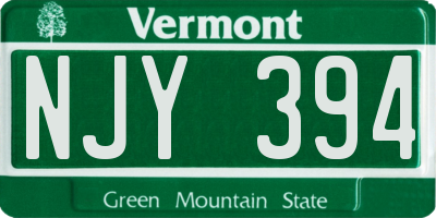 VT license plate NJY394