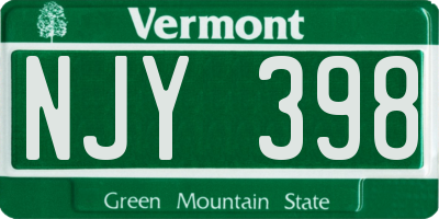 VT license plate NJY398
