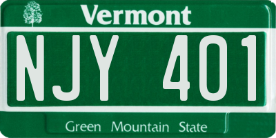 VT license plate NJY401