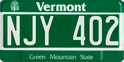 VT license plate NJY402