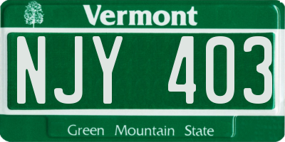 VT license plate NJY403