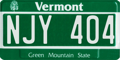 VT license plate NJY404