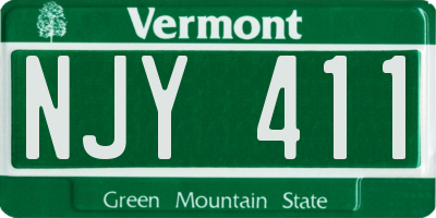 VT license plate NJY411