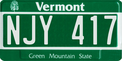 VT license plate NJY417