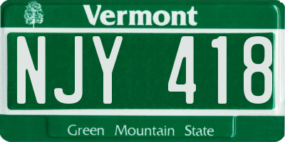 VT license plate NJY418