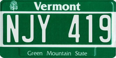 VT license plate NJY419