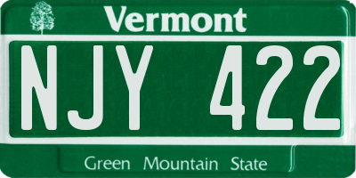 VT license plate NJY422