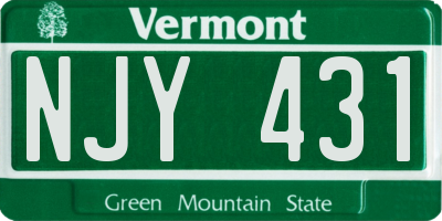 VT license plate NJY431