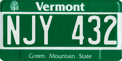 VT license plate NJY432