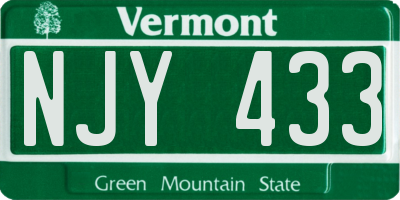 VT license plate NJY433