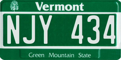 VT license plate NJY434