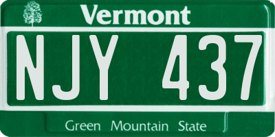VT license plate NJY437