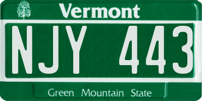 VT license plate NJY443
