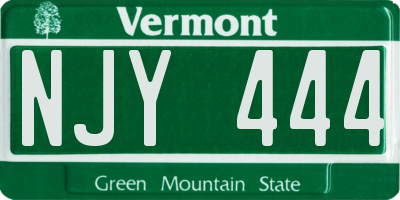 VT license plate NJY444