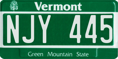 VT license plate NJY445