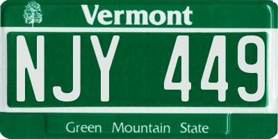VT license plate NJY449