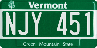 VT license plate NJY451