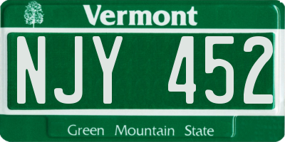 VT license plate NJY452