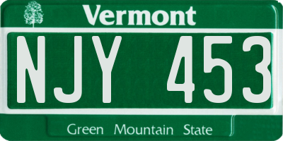 VT license plate NJY453
