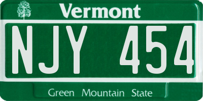 VT license plate NJY454