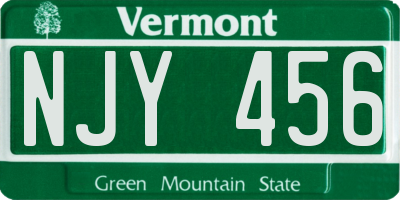 VT license plate NJY456