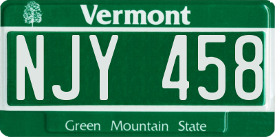 VT license plate NJY458
