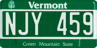 VT license plate NJY459