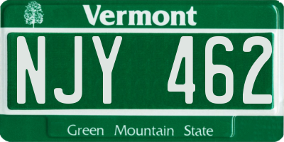 VT license plate NJY462