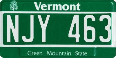 VT license plate NJY463