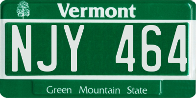 VT license plate NJY464