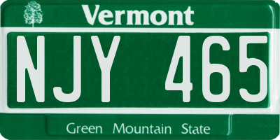 VT license plate NJY465