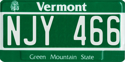 VT license plate NJY466