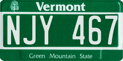 VT license plate NJY467