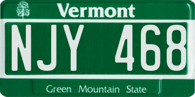 VT license plate NJY468