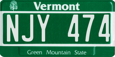 VT license plate NJY474