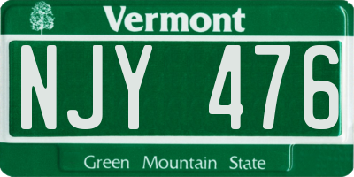 VT license plate NJY476