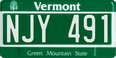 VT license plate NJY491