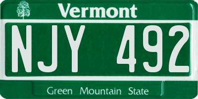 VT license plate NJY492