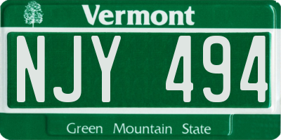 VT license plate NJY494