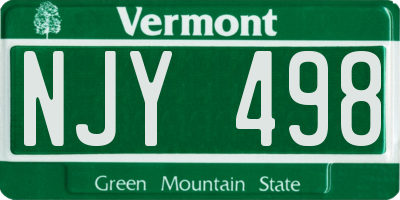 VT license plate NJY498