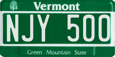 VT license plate NJY500