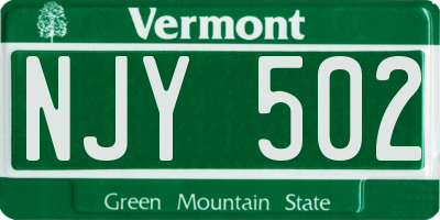 VT license plate NJY502