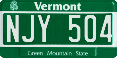 VT license plate NJY504