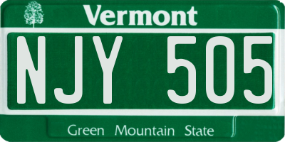 VT license plate NJY505