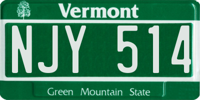 VT license plate NJY514