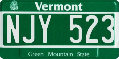 VT license plate NJY523
