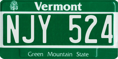 VT license plate NJY524