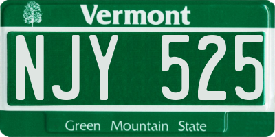 VT license plate NJY525