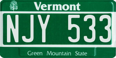 VT license plate NJY533