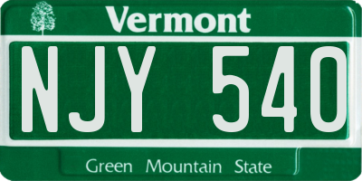VT license plate NJY540